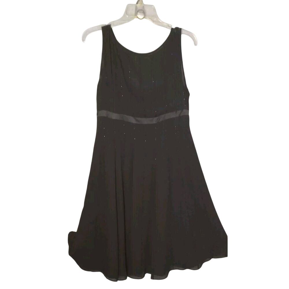Vintage Talbots Black 100% Pure Silk Chiffon Dress 6P Classy Beading LBD Party